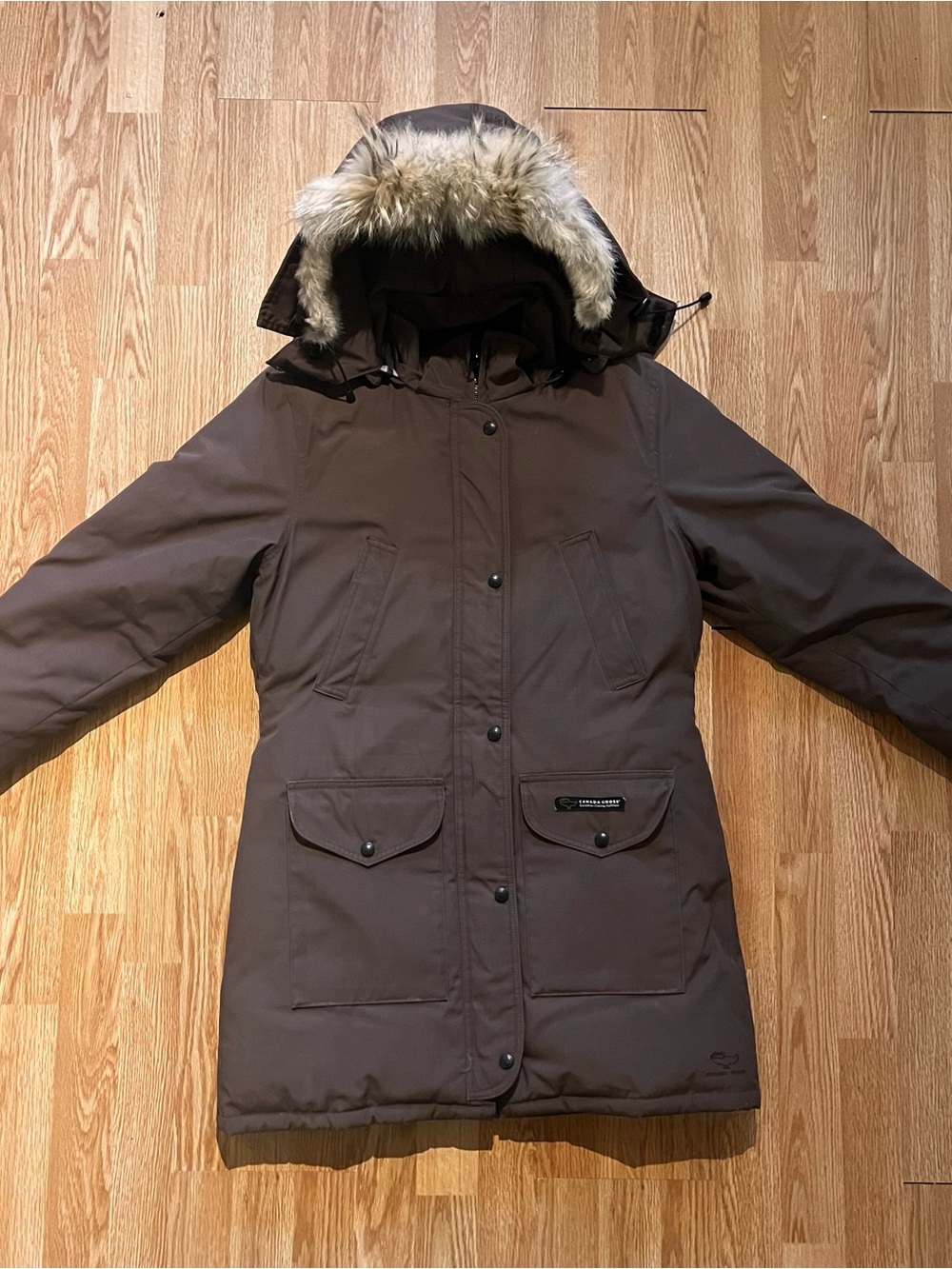 Canada Goose Women's Dark Brown Parka with Fur-Trim Hood - Model 6550L